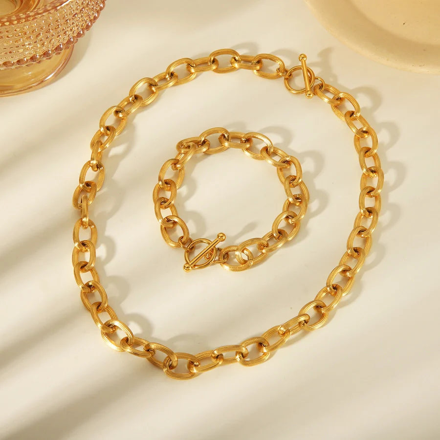 Set "Tiffany" Halskette mit Armband in Edelstahl - 18k vergoldet | Shop Nory