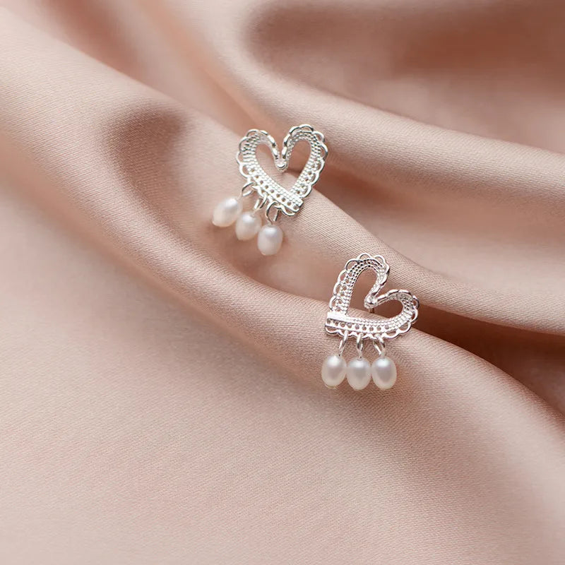 1 Paar 925 Sterling Silber 925 Sterling Silber Ohrringe Herzform Tropfenohrringe | Shop Nory