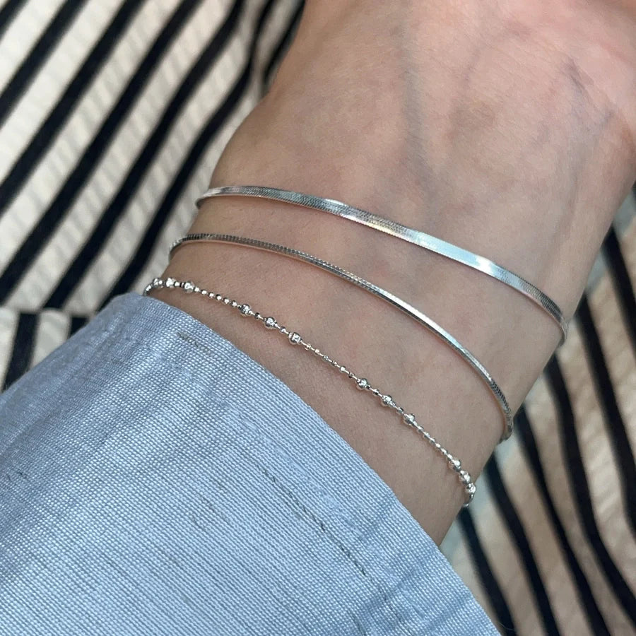 925 Sterling Silber Perlenkette Schlangenkette Armbänder Eleganter Einfacher Stil | Shop Nory