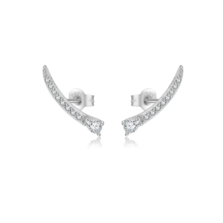 1 Paar 18K vergoldet Weißgold plattiert 925 Sterlingsilber Zirkon 925 Sterlingsilber Ohrringe Geometrische Ohrstecker | Shop Nory