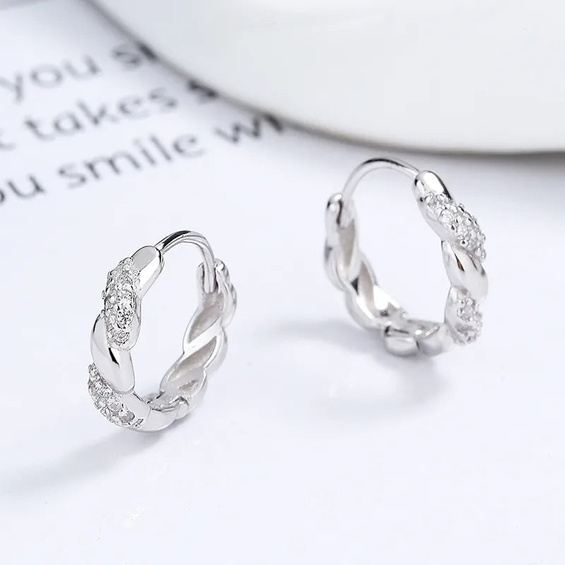 1 Paar 925 Sterling Silber Zirkon 925 Sterling Silber Ohrringe Geometrische Hoop Ohrringe | Shop Nory