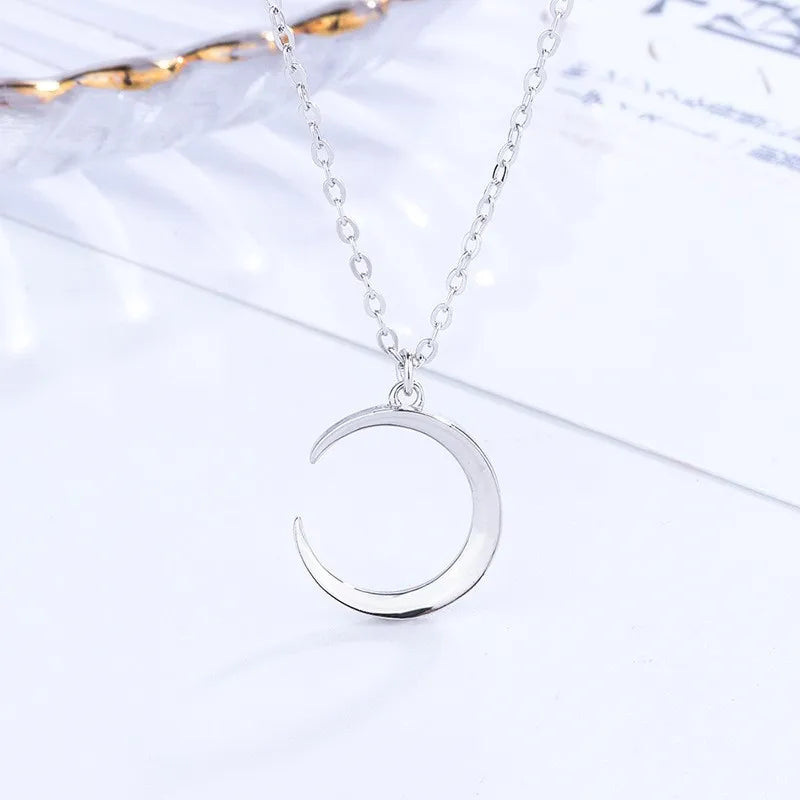 925 Sterling Silber Kabelkette Beschichtung Mondanhänger Halskette | Shop Nory