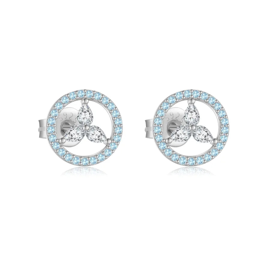 1 Paar 18K Vergoldet Weißgold Plattiert 925 Sterling Silber Zirkon 925 Sterling Silber Ohrringe Geometrisch Vierblättriges Kleeblatt Herzform Studs | Shop Nory