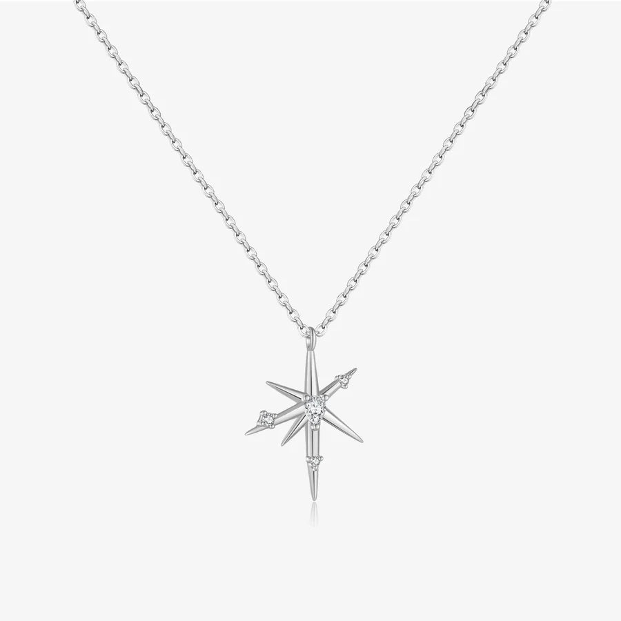925 Sterling Silver Zircon Kabelkette Geometrische Anhänger Halskette | Shop Nory