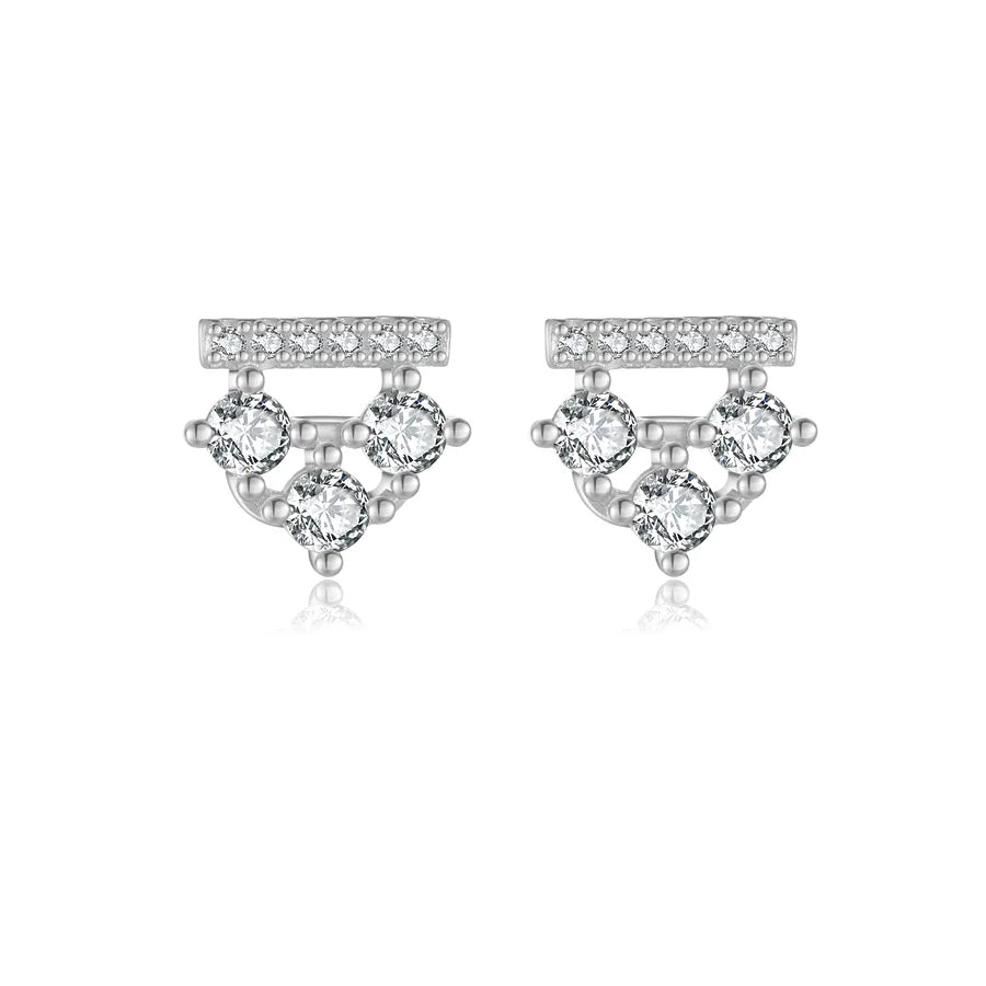 1 Paar 18K vergoldet Weißgold plattiert 925 Sterlingsilber Zirkon 925 Sterlingsilber Ohrringe Geometrische Ohrstecker | Shop Nory