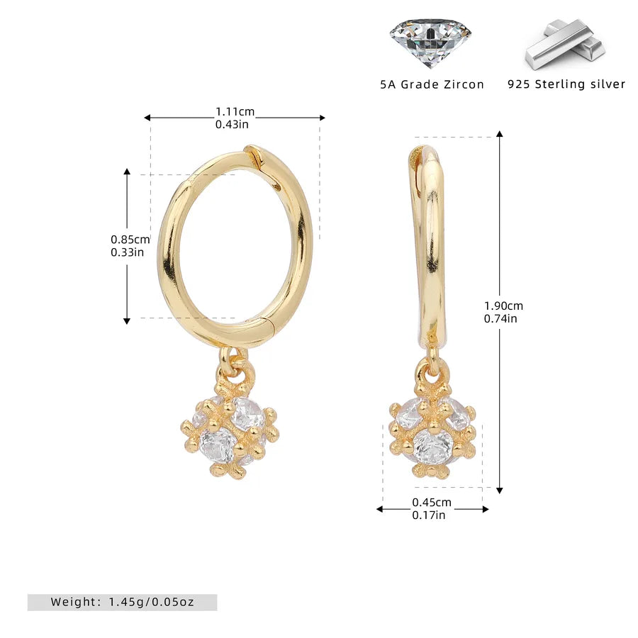 1 Paar 18K vergoldet Weißgold plattiert Rhodium plattiert 925 Sterlingsilber Zirkon 925 Sterlingsilber Ohrringe Geometrische Tropfohrringe | Shop Nory