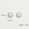1 Paar Weißgoldbeschichtete 925 Sterlingsilber Künstliche Opal 925 Sterlingsilber Ohrringe Quadratische Ohrringe | Shop Nory