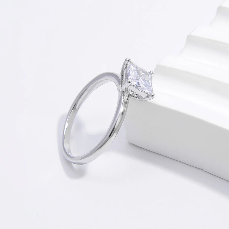 Weißgold plattiert 925 Sterling Silber Zirkon quadratische Herzform Ringe 925 Sterling Silber Ringe | Shop Nory