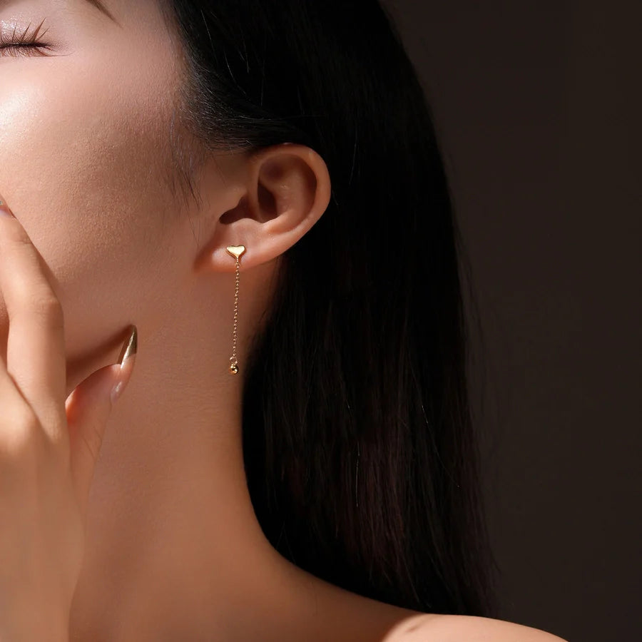 1 Paar 18K Gold Plattiert Weißgold Plattiert Sterlingsilber 925 Sterlingsilber Ohrringe Herzform Einfarbige Tropf Ohrringe | Shop Nory