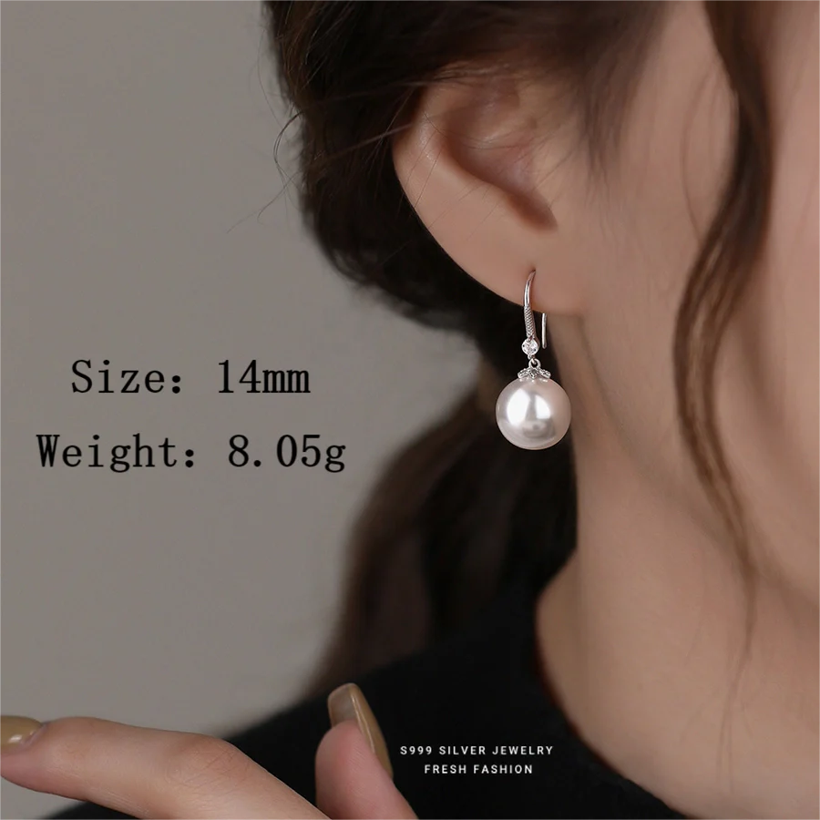 1 Paar S999 Silber Glasperle Zirkon 925 Sterling Silber Ohrringe Perlen Tropf Ohrringe | Shop Nory