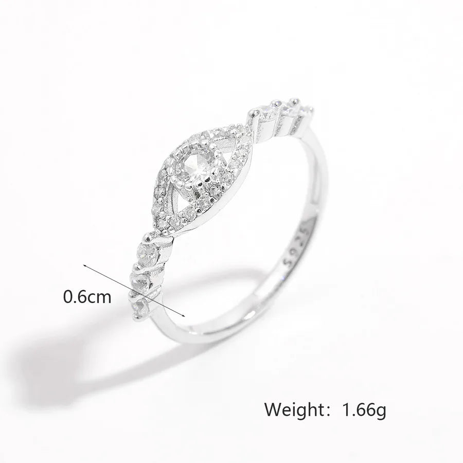 Weißgoldbeschichtete 925 Sterling Silber Zirkon-Augenringe 925 Sterling Silber Ringe | Shop Nory