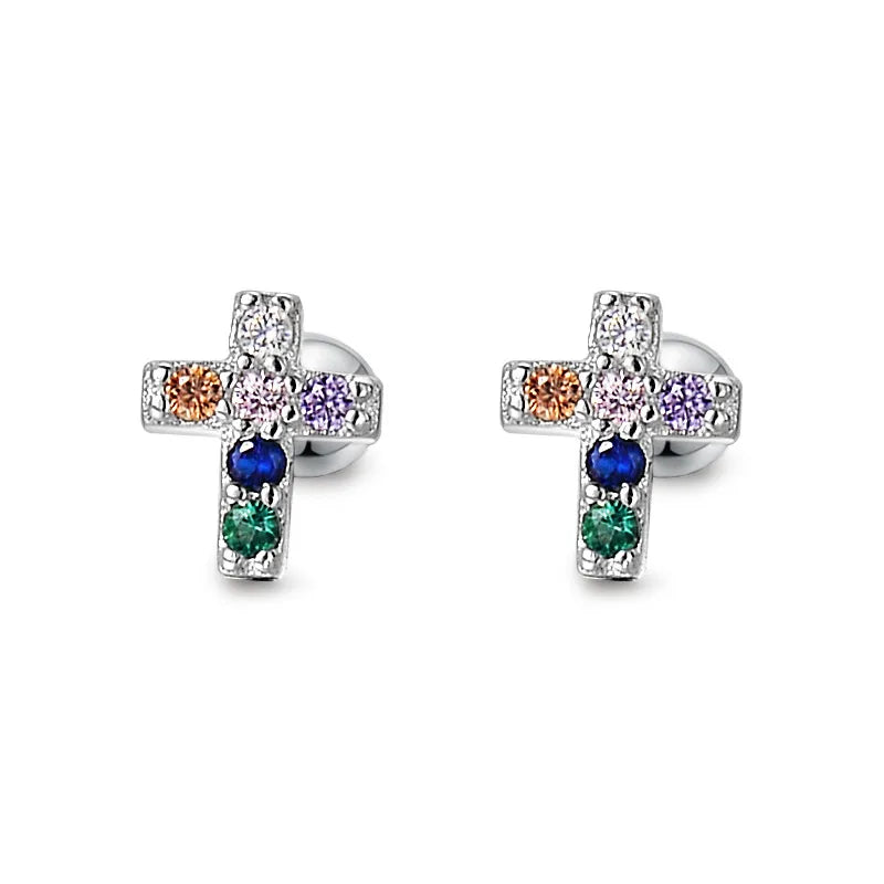 1 Paar 925 Sterling Silber Zirkon 925 Sterling Silber Ohrringe Kreuz Ohrstecker | Shop Nory