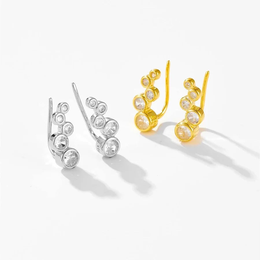 1 Paar 18K Goldbeschichtete Weißgoldbeschichtete 925 Sterling Silber Zirkon 925 Sterling Silber Ohrringe Geometrische Ohrstecker | Shop Nory