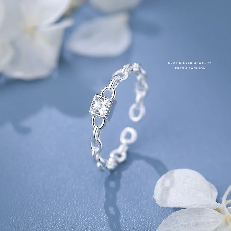 925 Sterling Silver Zirkon quadratische Herzform offene Ringe 925 Sterling Silver Ringe | Shop Nory