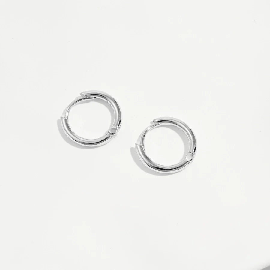 1 Paar Weißgoldbeschichtete 925 Sterling Silber 925 Sterling Silber Ohrringe Runde Ohrringe | Shop Nory