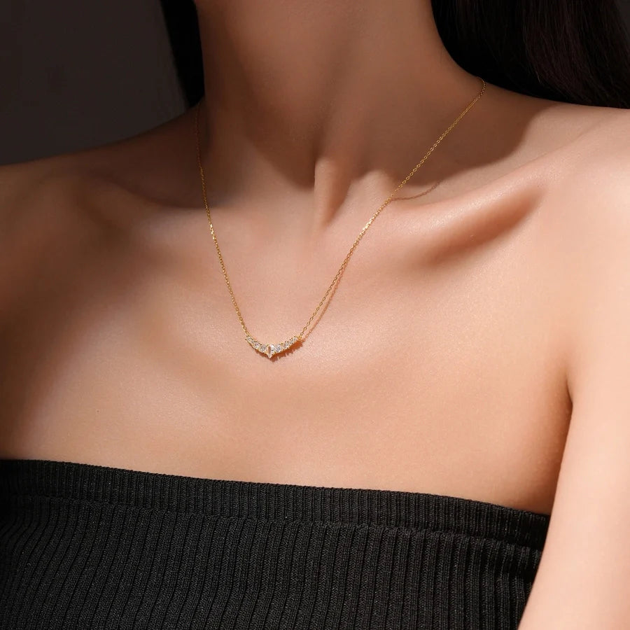 925 Sterling Silber Zirkon Kabelkette Einlage Geometrisches Kreuz Anhänger Halskette | Shop Nory