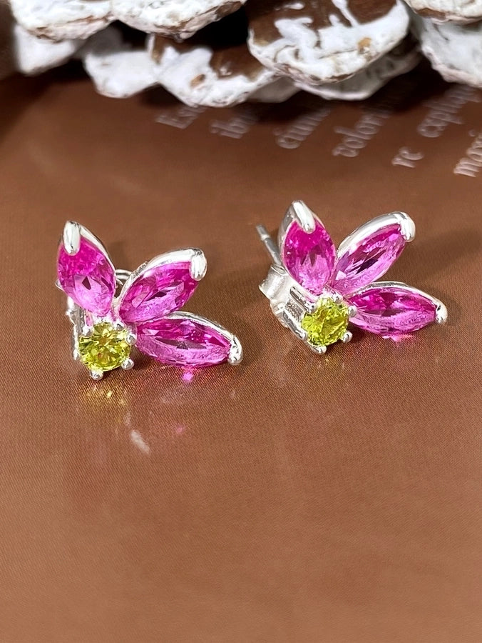 1 Paar Silberfarben 925 Sterlingsilber Zirkon 925 Sterlingsilber Ohrringe Blüten Ohrstecker | Shop Nory