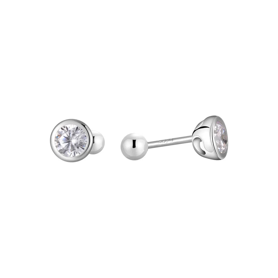 1 Paar 925 Sterling Silber Zirkon 925 Sterling Silber Ohrringe Geometrische Ohrstecker | Shop Nory