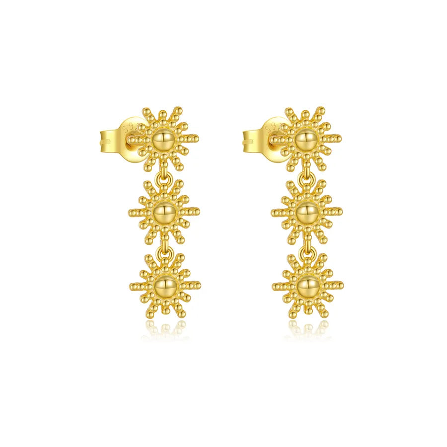 S925 Sterlingsilber Retro Urlaubsstil SONNENBLUMEN Halskette Ohrringe Frauen Extravaganter Langer Ohrringe Ohrringe | Shop Nory