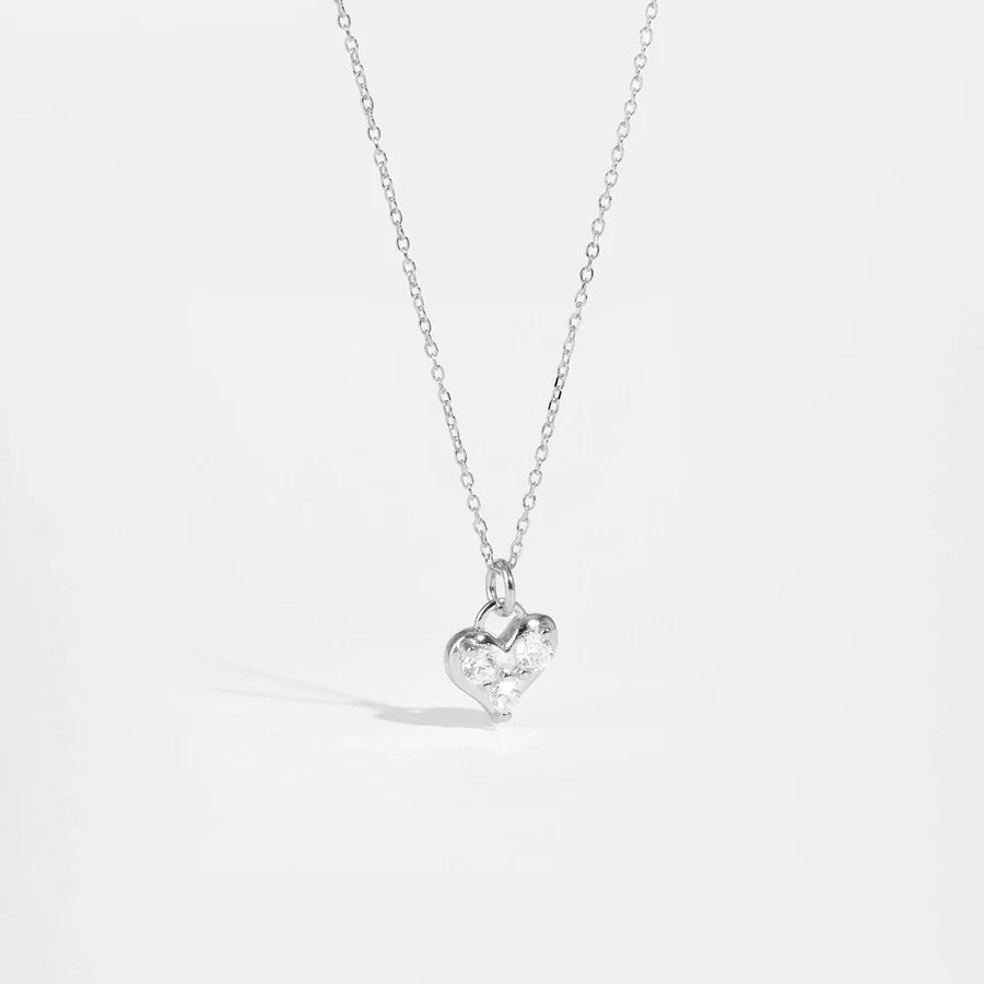 925 Sterling Silver Zirkon Kabelkette Herzform Anhänger Halskette | Shop Nory
