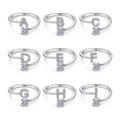 925 Sterling Silber Zirkon Buchstaben Offene Ringe 925 Sterling Silber Ringe | Shop Nory