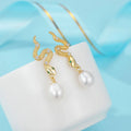 1 Paar 18K vergoldet Weißgold-plattiert 925 Sterling Silber Perle Zirkon 925 Sterling Silber Ohrringe Schlangenohrringe | Shop Nory