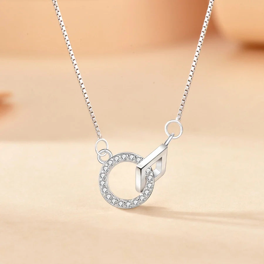 925 Sterling Silber Zirkon Boxkette Beschichtung Geometrische Anhänger Halskette | Shop Nory