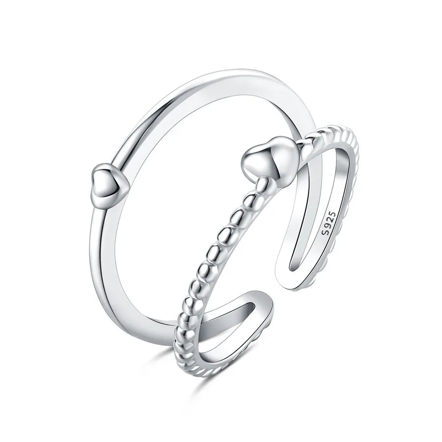 925 Sterling Silver Zirkon Herzform Offene Ringe 925 Sterling Silver Ringe | Shop Nory
