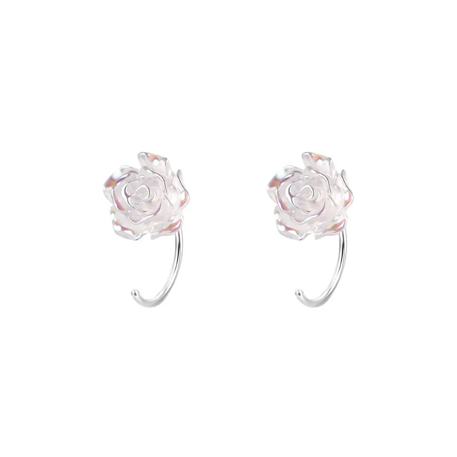 1 Paar S999 Silber Künstliches Harz 925 Sterlingsilber Ohrringe Rose Ohrhaken | Shop Nory