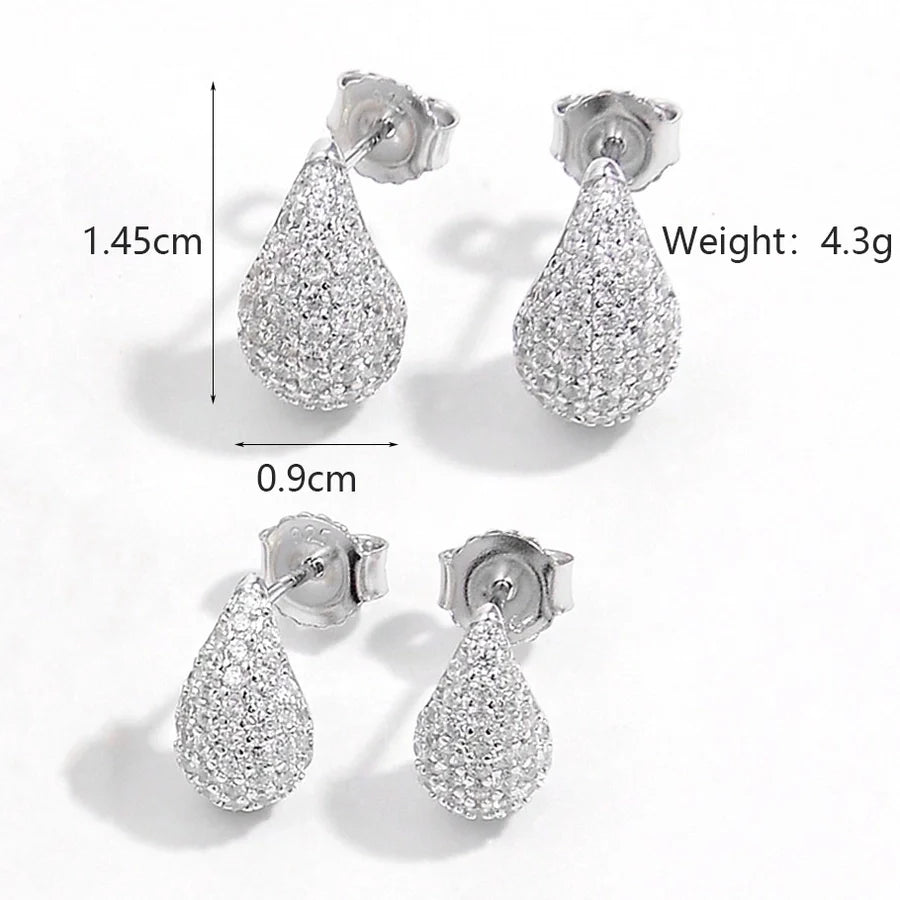 1 Paar 925 Sterling Silber Zirkon 925 Sterling Silber Ohrringe Wassertropfen Ohrstecker | Shop Nory