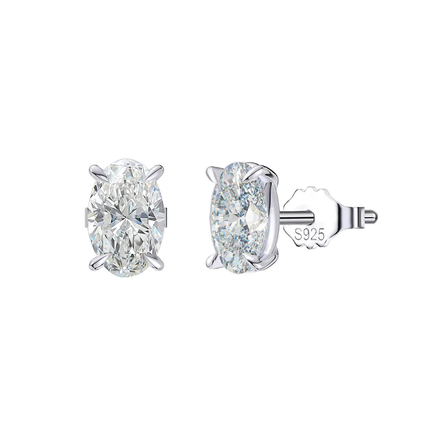 Weißgoldbeschichtete versilberte 925 Sterling Silber Zirkon 925 Sterling Silber Ohrringe runde Herzform Rhombus Ohrringe | Shop Nory