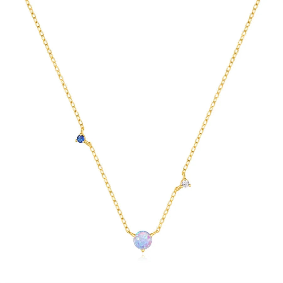 925 Sterling Silber Opal Zirkon Kabelkette Beschichtung Geometrische Halskette | Shop Nory
