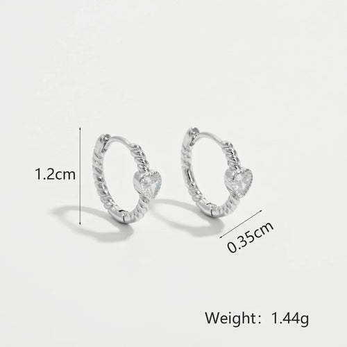 1 Paar Weißgoldbeschichtet 925 Sterlingsilber Zirkon 925 Sterlingsilber Ohrringe Runde Creolen | Shop Nory