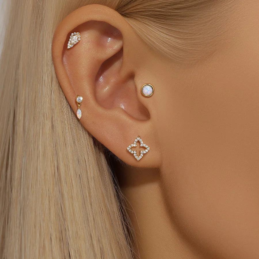 1 Stück Ohrknorpelringe & Steckern Einfacher Stil Klassischer Stil Geometrisch 925 Sterling Silber Opal Zircon Ohrknorpelringe & Steckern | Shop Nory