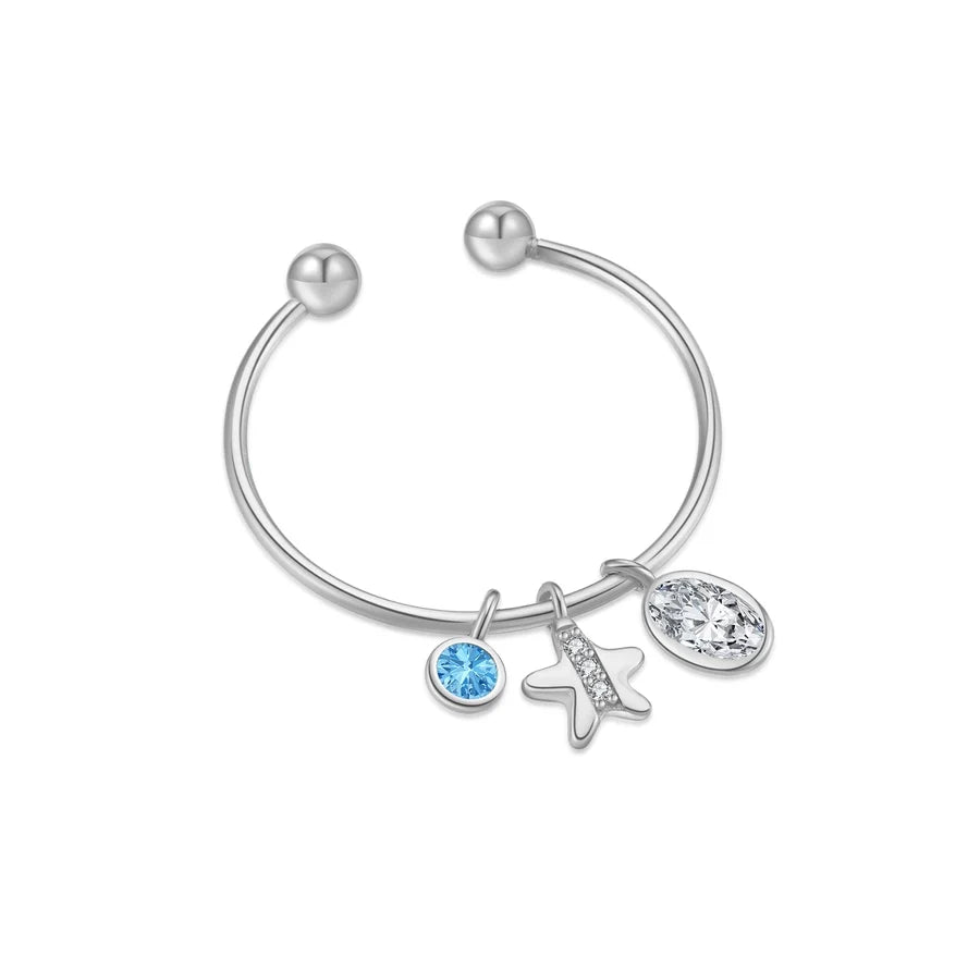 18K vergoldete weiße vergoldete 925 Sterling Silber Zirkon runde Buchstabenringe 925 Sterling Silber Ringe | Shop Nory