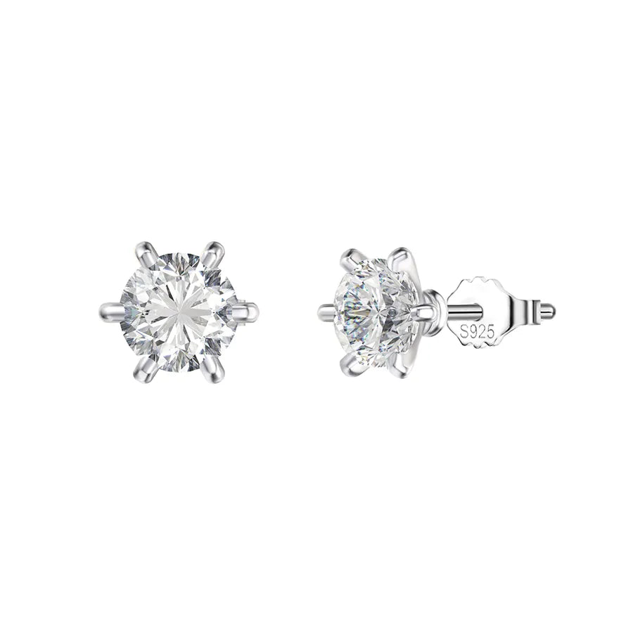 Weißgoldbeschichtete versilberte 925 Sterling Silber Zirkon 925 Sterling Silber Ohrringe runde Herzform Rhombus Ohrringe | Shop Nory
