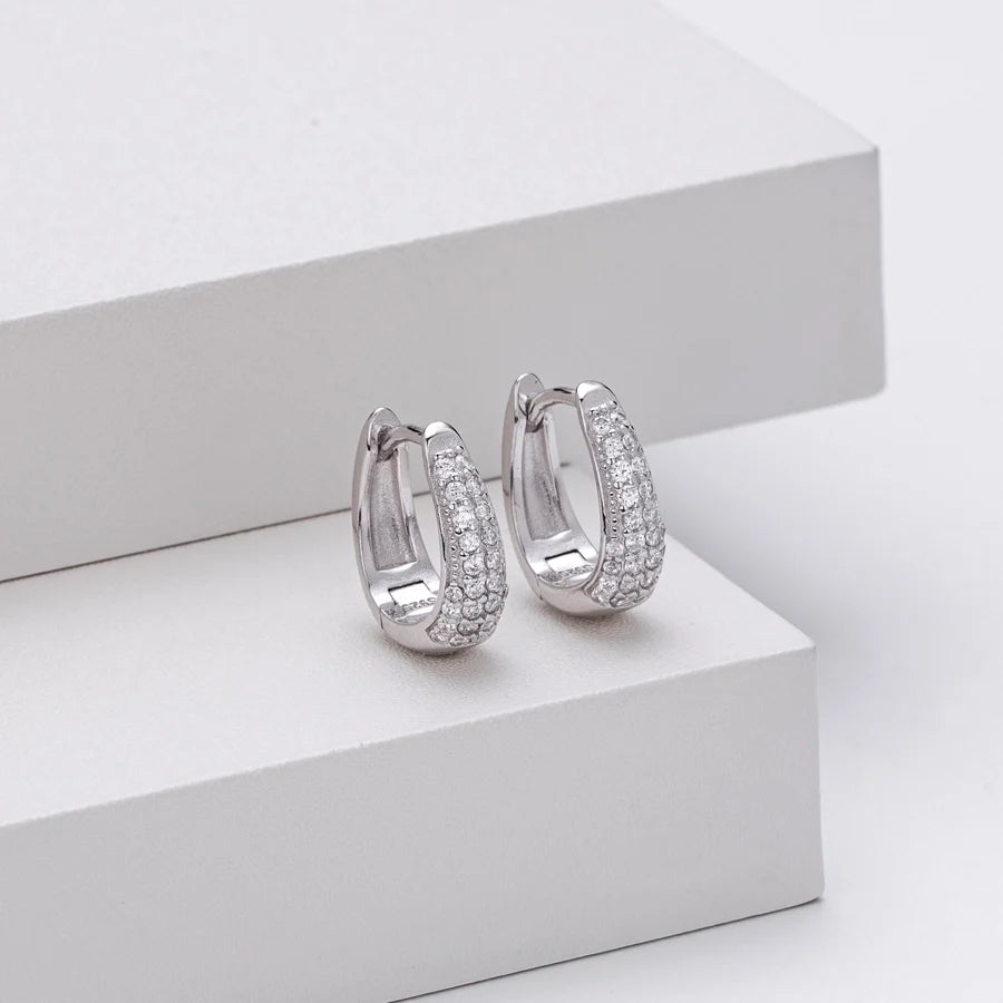 1 Paar 18K Gold Beschichtet Weißgold Beschichtet Rhodium Beschichtet 925 Sterling Silber Zirkon 925 Sterling Silber Ohrringe Geometrische Ohrringe | Shop Nory