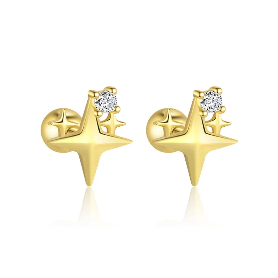 1 Stück 1 Paar 925 Sterling Silber Zirkon 925 Sterling Silber Ohrringe Geometrisch Star Bow Knot Tropfen Ohrringe Ohrstecker | Shop Nory