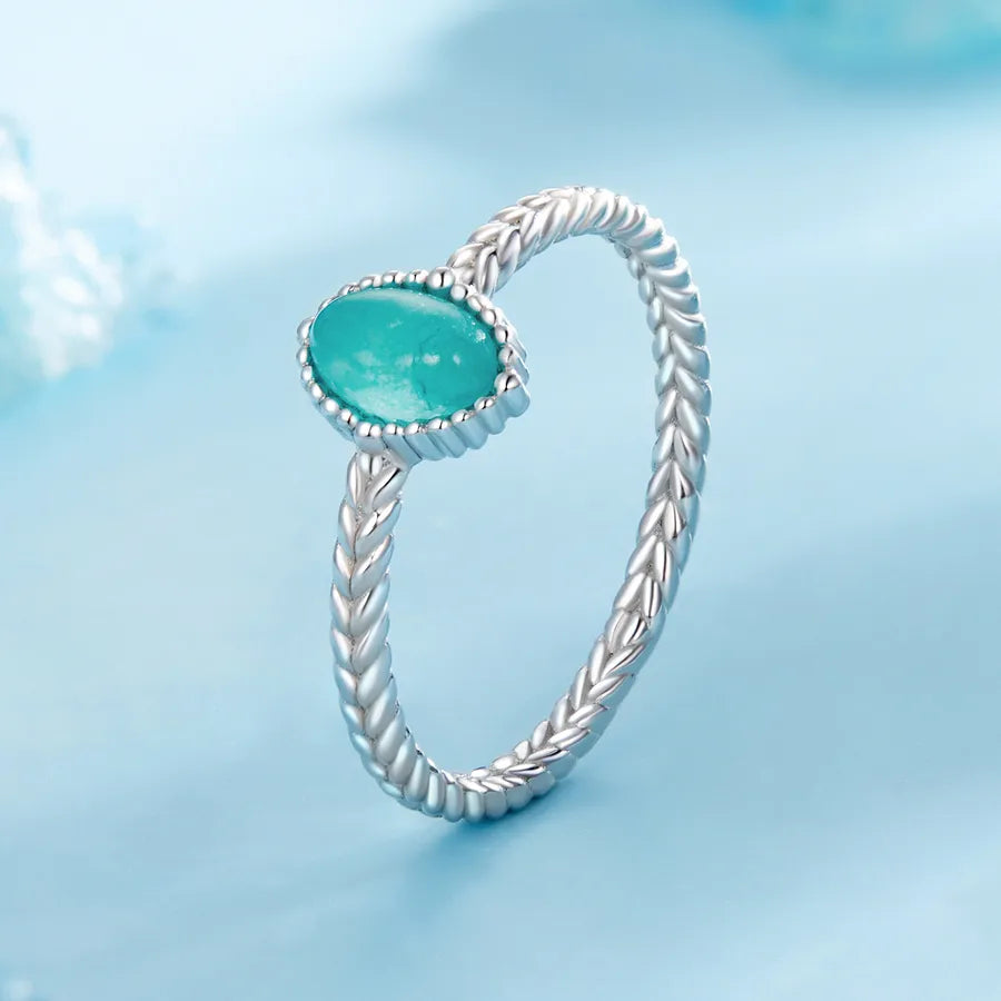Weißgold plattiert 925 Sterlingsilber Naturstein ovale Ringe | Shop Nory