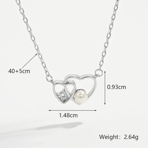 925 Sterling Silver Plated Shell Perlen Zirkon Kabelkette Herzform Halskette | Shop Nory