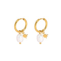 Creolen "Star" in Edelstahl - 18k vergoldet mit Perle | Shop Nory