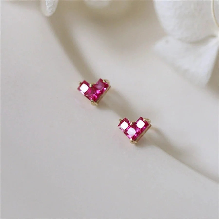 1 Paar 925 Sterling Silber Zirkon 925 Sterling Silber Ohrringe Herzform Ohrstecker | Shop Nory