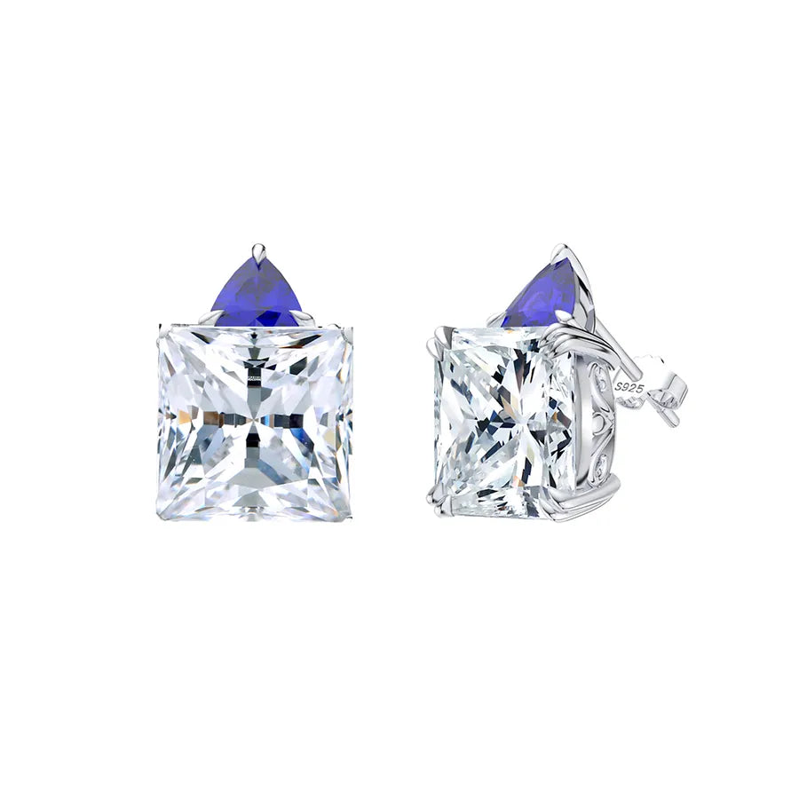 Weißgoldbeschichtete versilberte 925 Sterling Silber Zirkon 925 Sterling Silber Ohrringe runde Herzform Rhombus Ohrringe | Shop Nory
