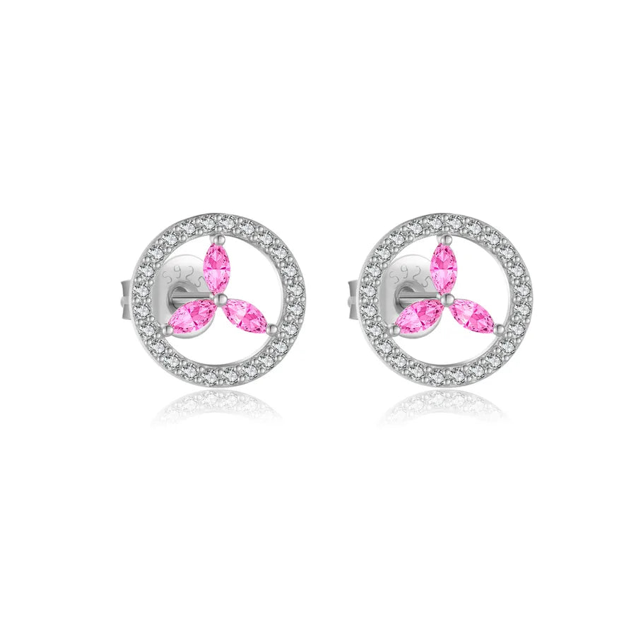 1 Paar 18K Vergoldet Weißgold Plattiert 925 Sterling Silber Zirkon 925 Sterling Silber Ohrringe Geometrisch Vierblättriges Kleeblatt Herzform Studs | Shop Nory