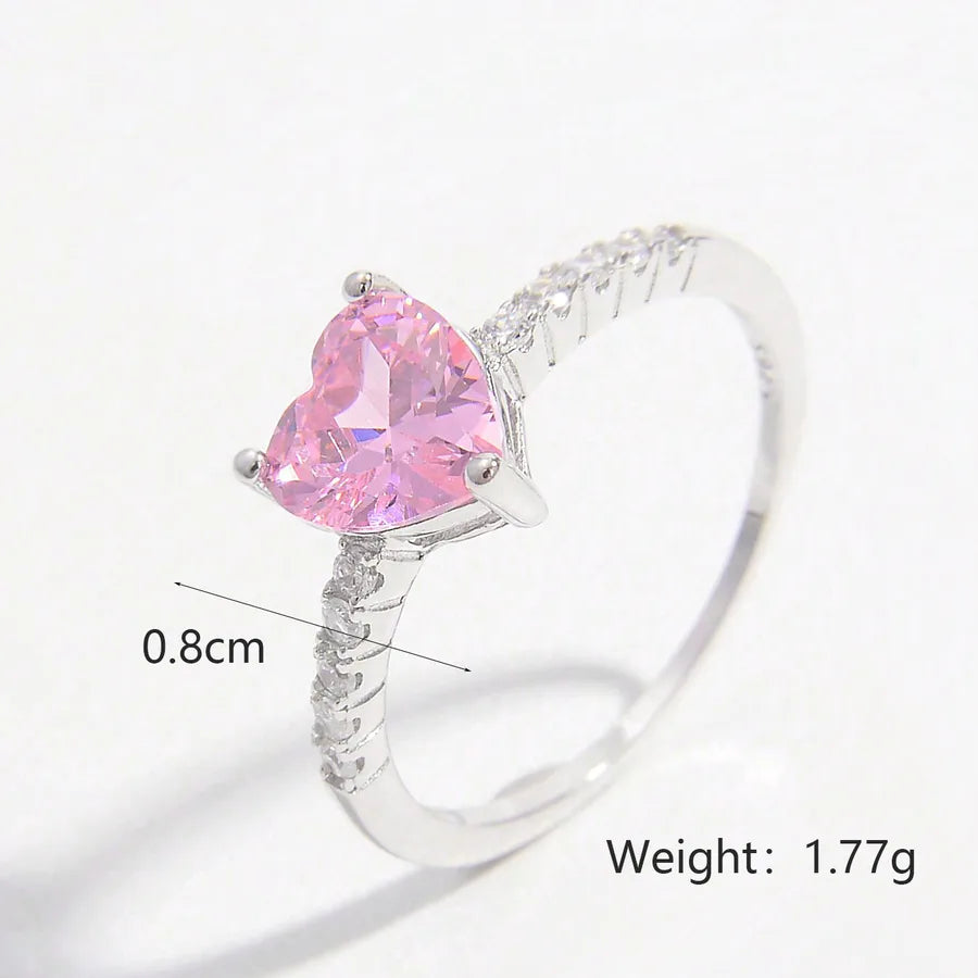 Weißgoldplattierte 925 Sterlingsilber Zirkon Herzform Ringe 925 Sterlingsilber Ringe | Shop Nory