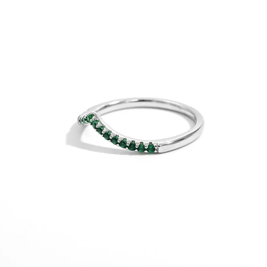 Weißgoldbeschichtete 925 Sterling Silber Zirkon V-Form Ringe 925 Sterling Silber Ringe | Shop Nory