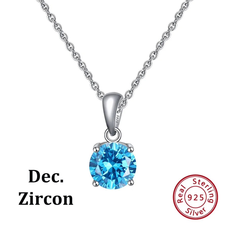 925 Sterling Silber Überzogene Kabelkette Runde Herzform Geburtstagsstein Halskette | Shop Nory