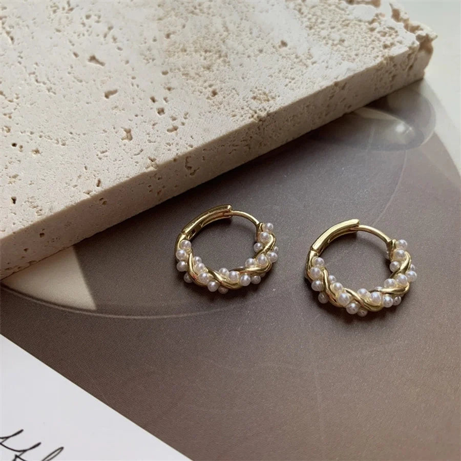 1 Paar 925 Sterlingsilber Künstliche Perlen 925 Sterlingsilber Ohrringe Geometrische Ohrringe | Shop Nory
