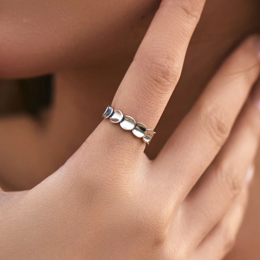 Rhodinbeschichtete 925 Sterling Silber Unregelmäßige Geometrische Offene Ringe 925 Sterling Silber Ringe | Shop Nory