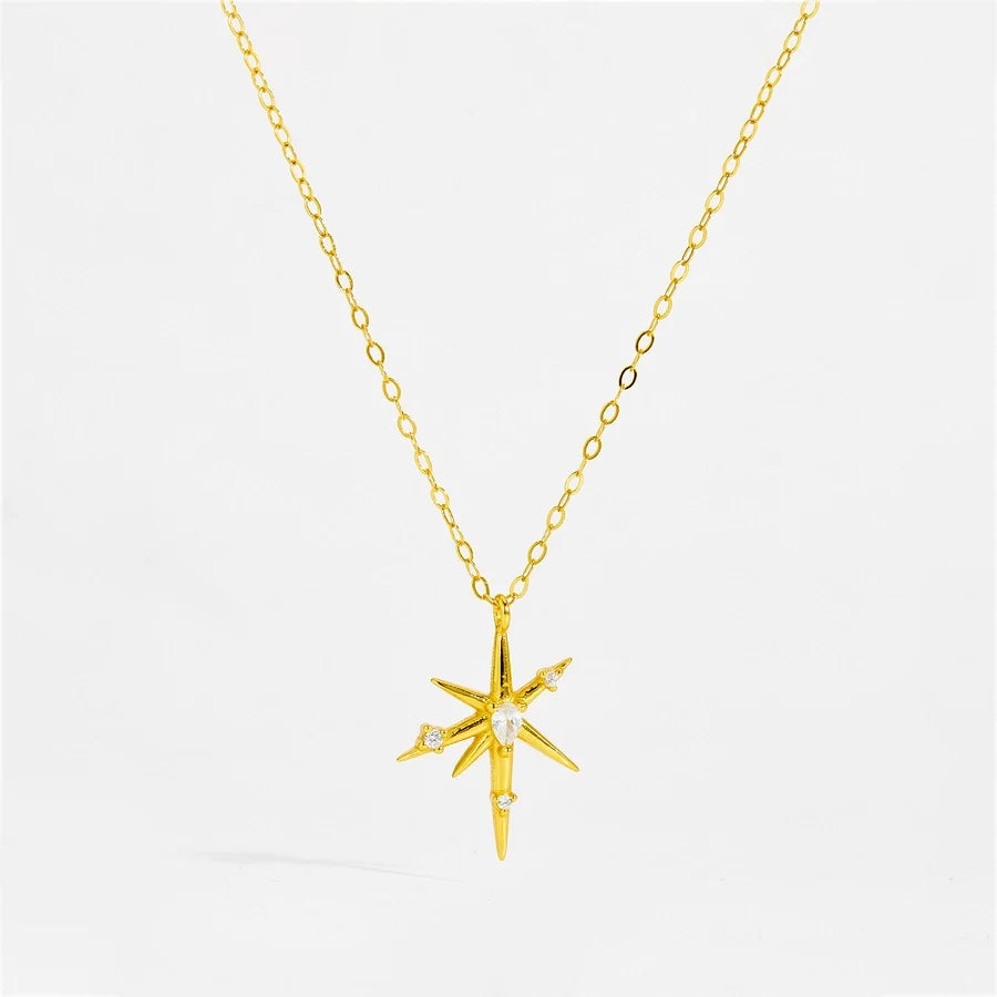925 Sterling Silver Zircon Kabelkette Geometrische Anhänger Halskette | Shop Nory